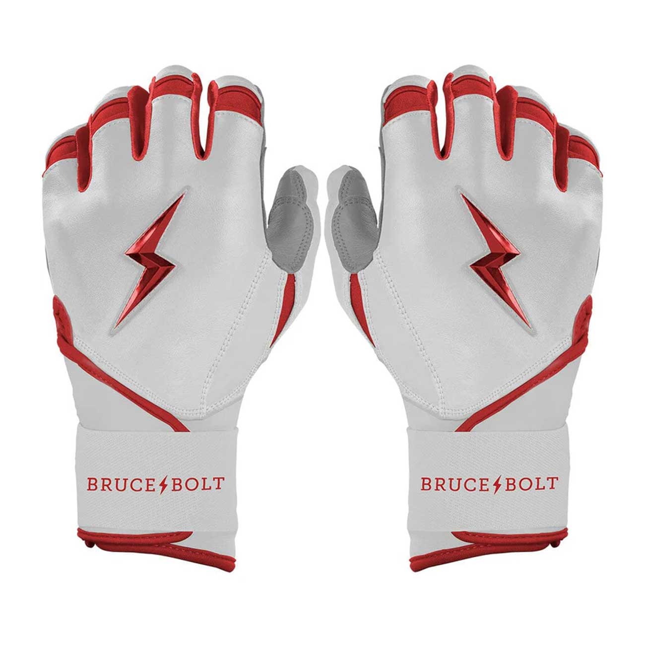 Bruce Bolt Chrome Series Long Cuff Batting Gloves-Adult - Image 11