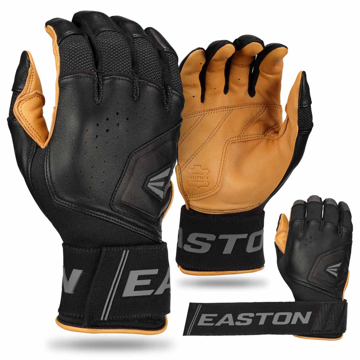 Easton MAV Pro Locked In Batting Gloves Caramel/Black - Image 4