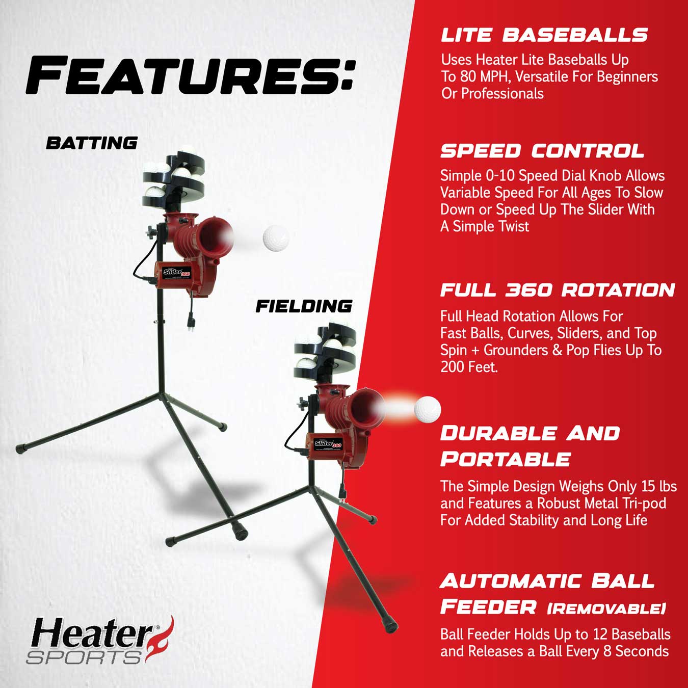 Heater Sports Slider 360 Lite Baseball Pitching Machine - Image 2