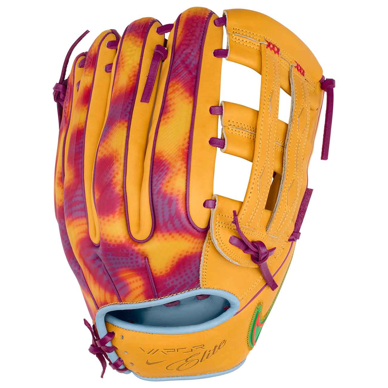 Nike Vapor Elite Acuna H-Web University Gold/Hyper Violet/Green Shock 12.75"-RHT - Image 4