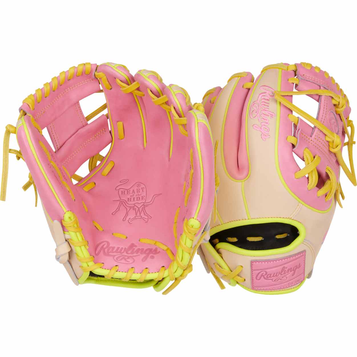 Rawlings Heart of the Hide Color Sync 9.0 PROR312U-2P Pink/Yellow 11.25"-RHT - Image 5