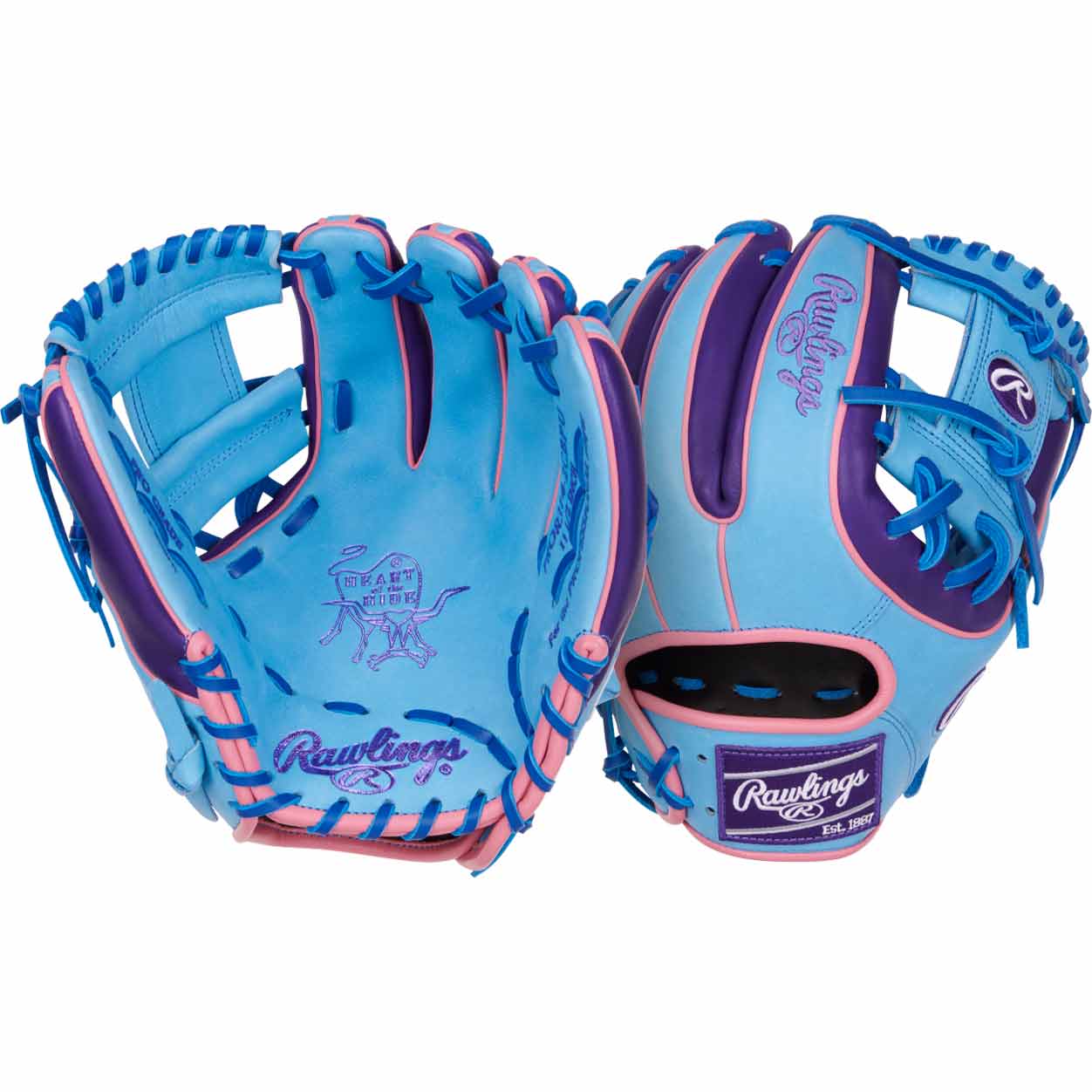 Rawlings Heart of the Hide Color Sync 9.0 PROR314-2CBPU Columbia Blue/Purple 11.5"-RHT - Image 5