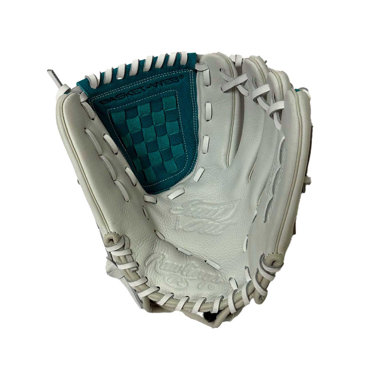 Rawlings Shut Out Softball RSO115W White/Teal 11.5"-RHT - Image 2