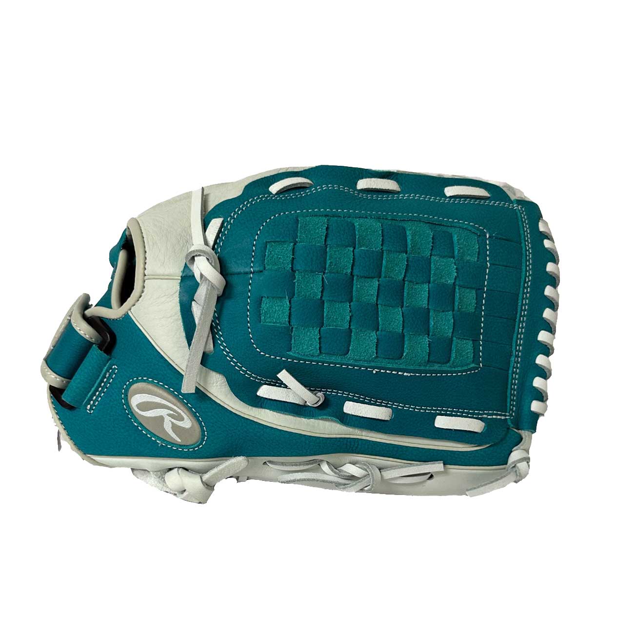Rawlings Shut Out Softball RSO130W White/Teal 13"-RHT - Image 2