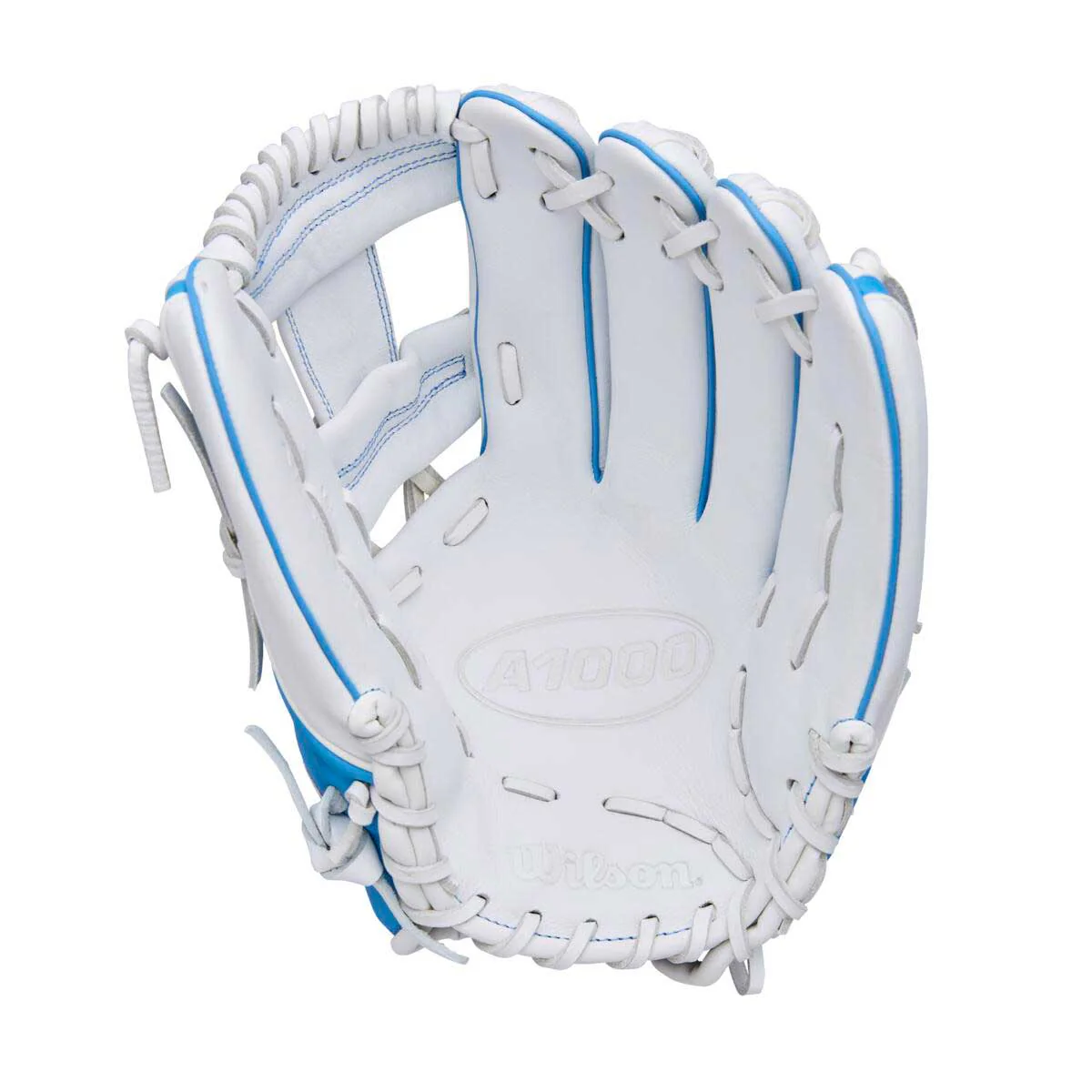 Wilson A1000 Fastpitch H12 White/Cool Blue/Red 12"-RHT - Image 2