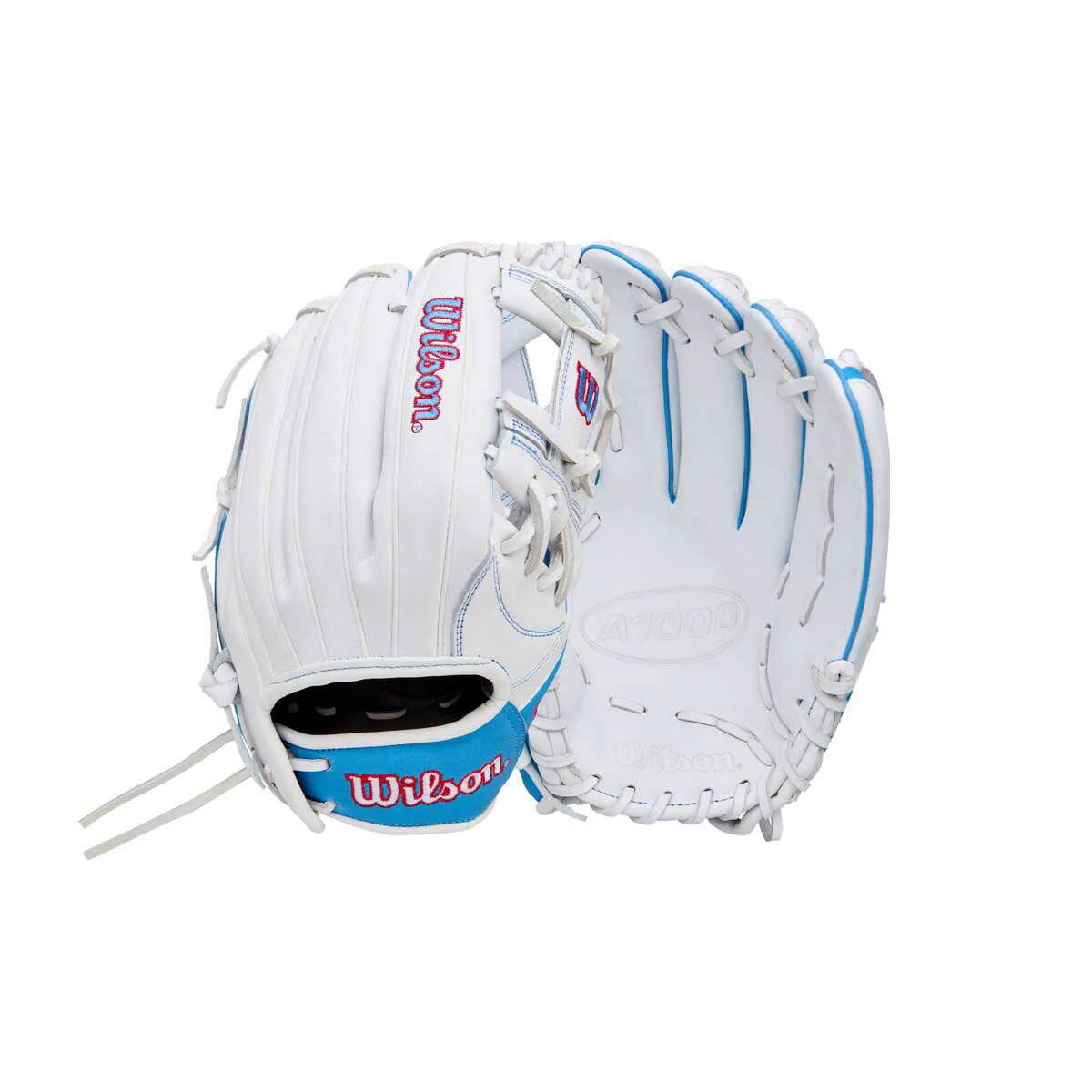 Wilson A1000 Fastpitch H12 White/Cool Blue/Red 12"-RHT - Image 4