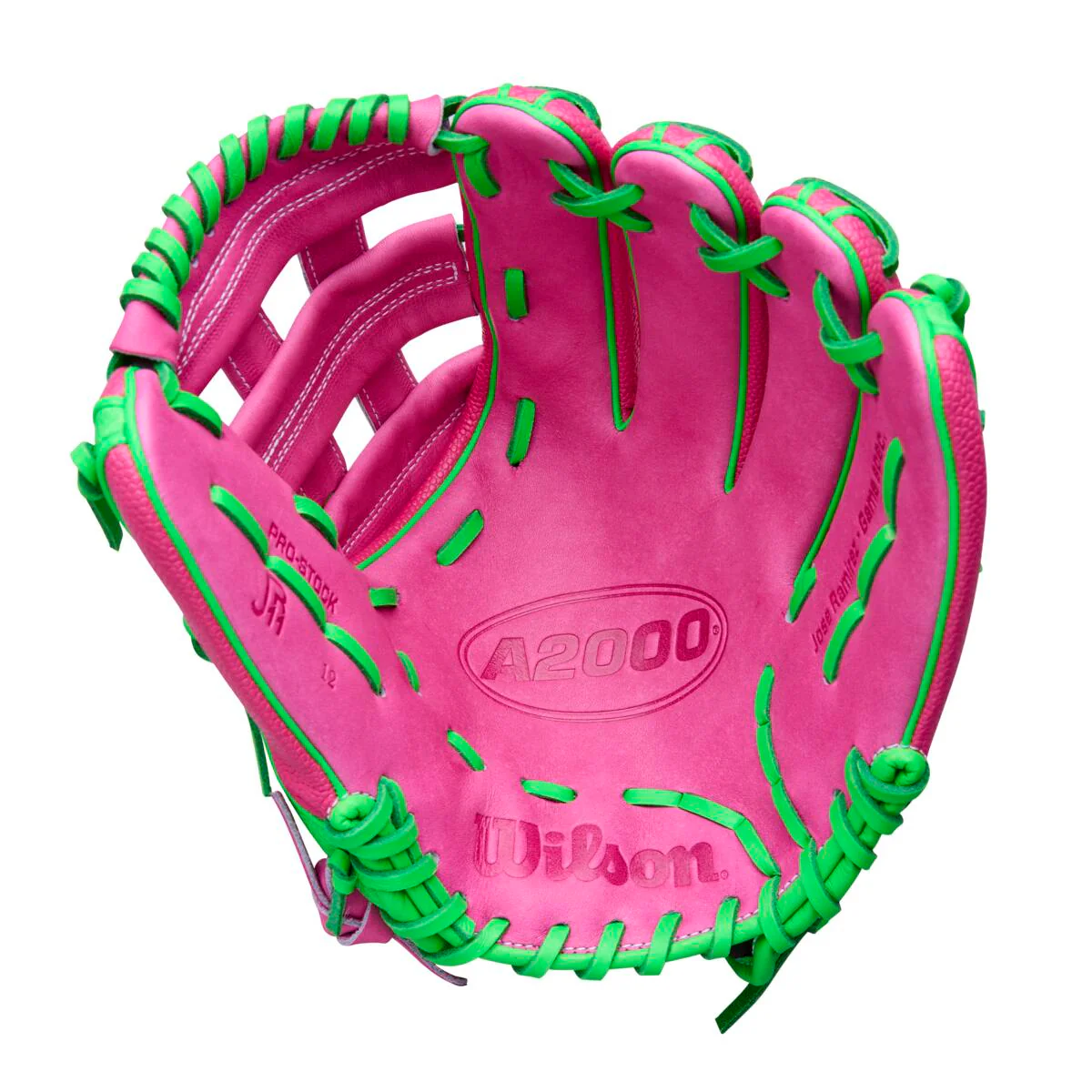 Wilson A2000 Spring 2026 Jose Ramirez GM Flamingo Pink/Neon Green SS 12"-RHT - Image 2