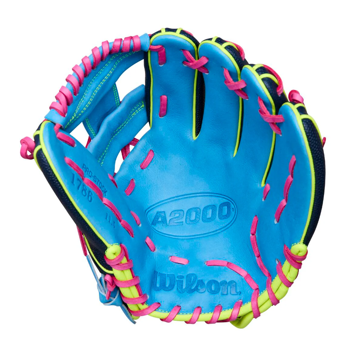 Wilson A2000 Winter 2025 1786SS  Navy/Sky Blue/Optic Yellow 11.5"-RHT - Image 2