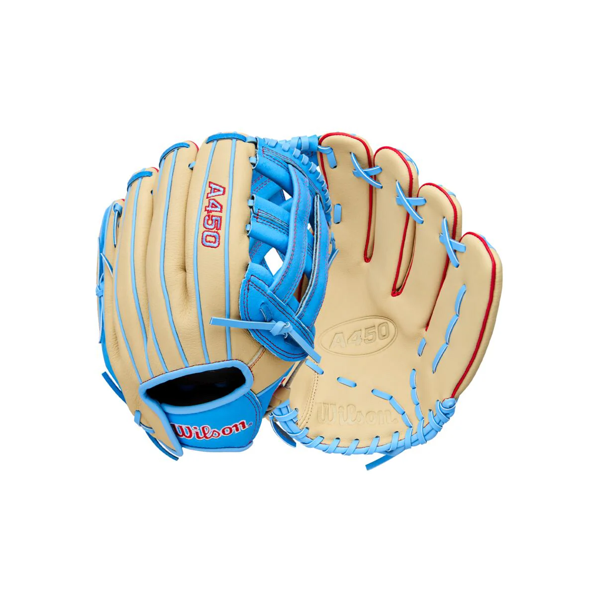 Wilson A450 H-Web Blonde/Cool Blue/Red 12" - Image 4