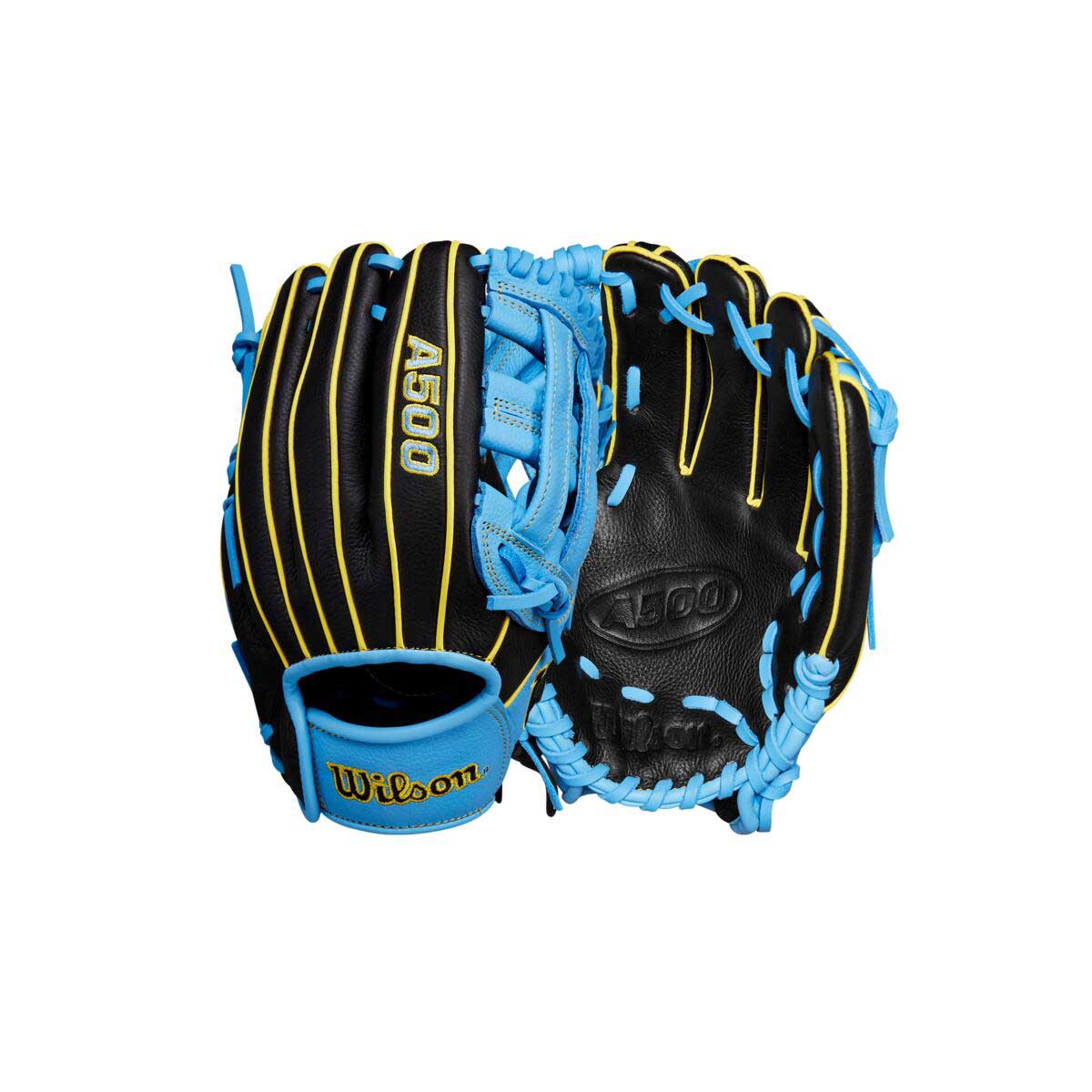 Wilson A500 Dual Post Black/Cool Blue/Optic Yellow 10.5"-RHT - Image 4
