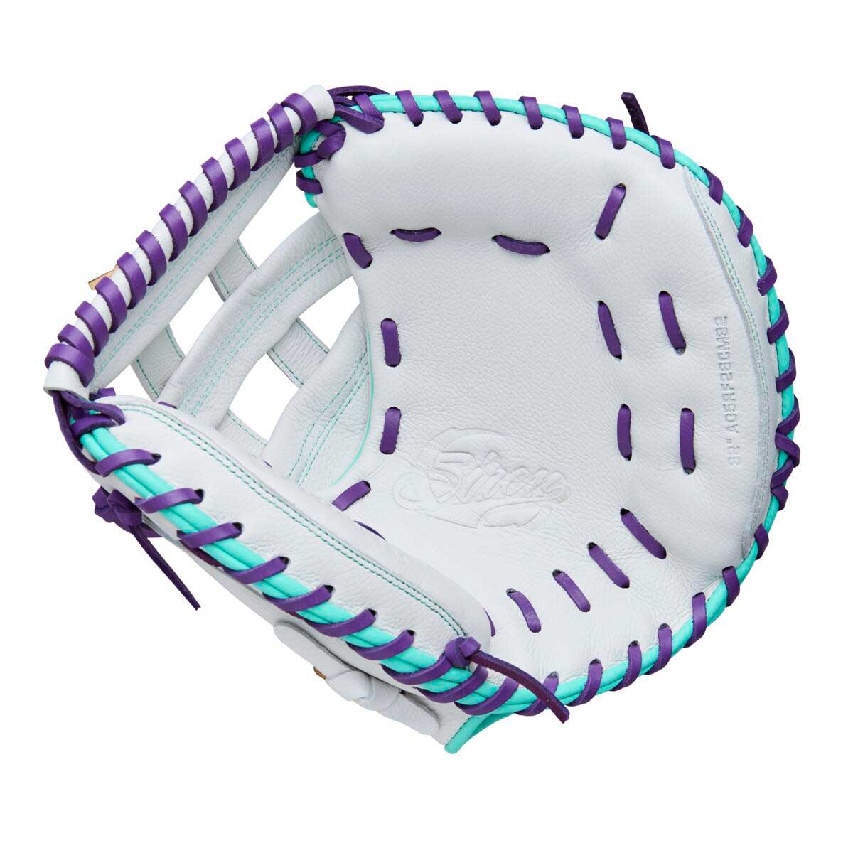Wilson A500 Siren Fastpitch Dual Post CM White/Seafoam/Purple 32"-RHT - Image 2