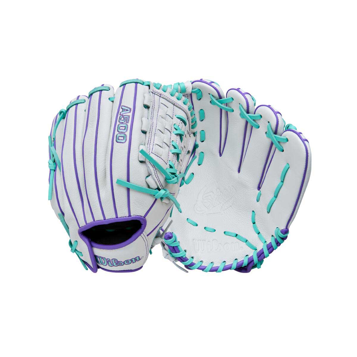 Wilson A500 Siren Fastpitch White/Seafoam/Purple 11.75"-RHT - Image 4