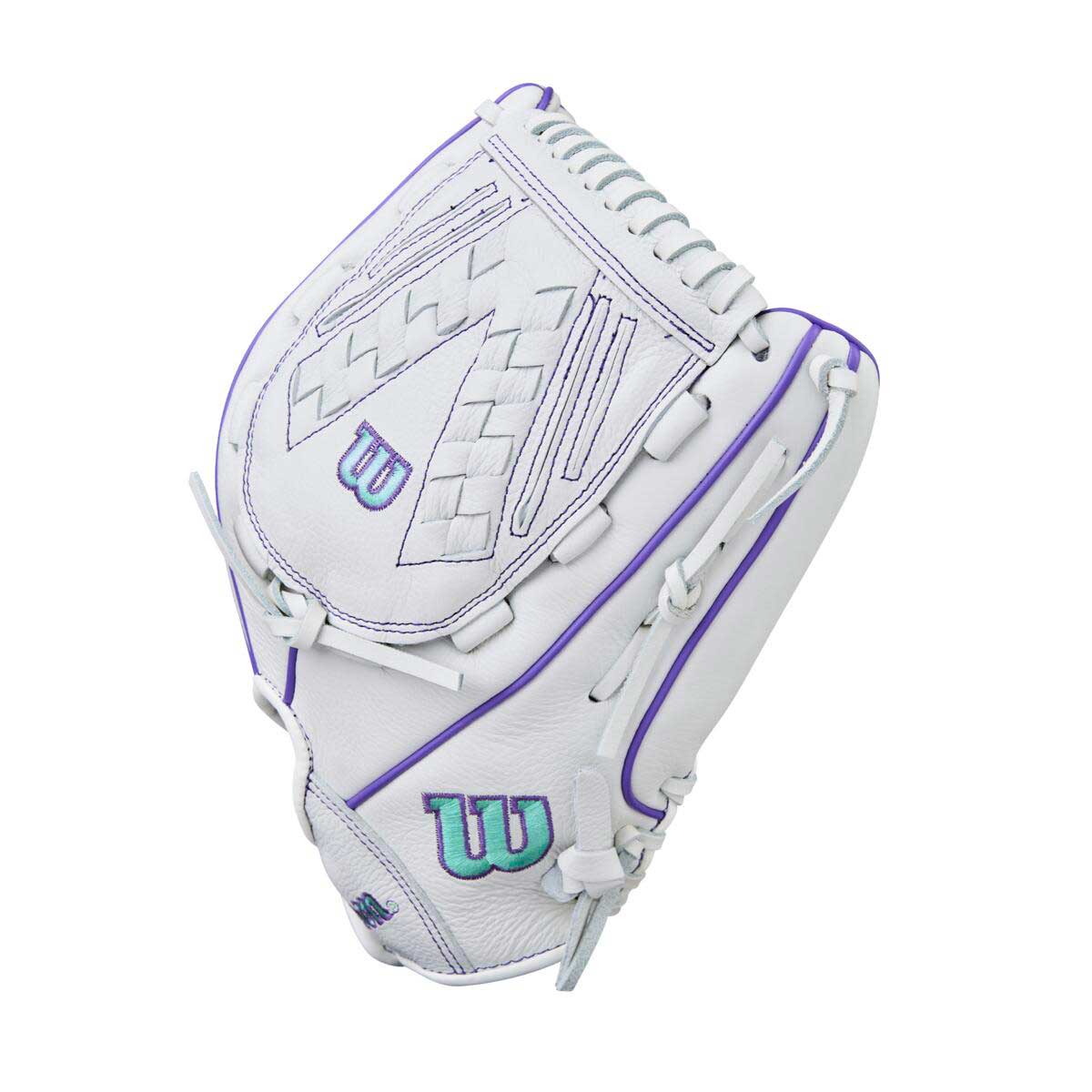 Wilson A500 Siren Fastpitch White/Seafoam/Purple 12" - Image 3