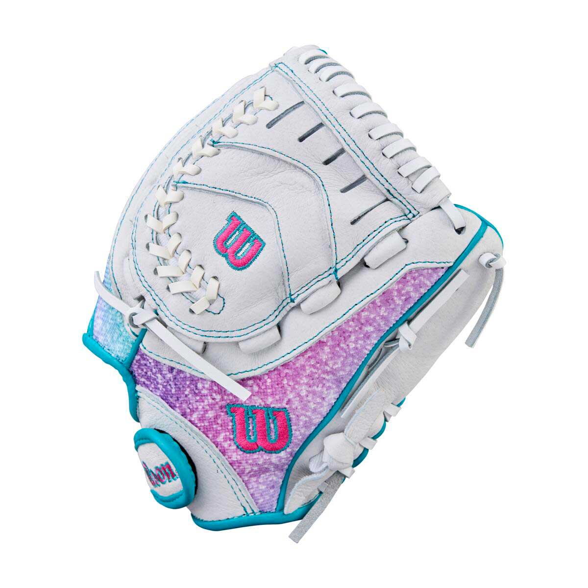 Wilson Flash Closed Web White/Purple/Teal 11"-RHT - Image 3