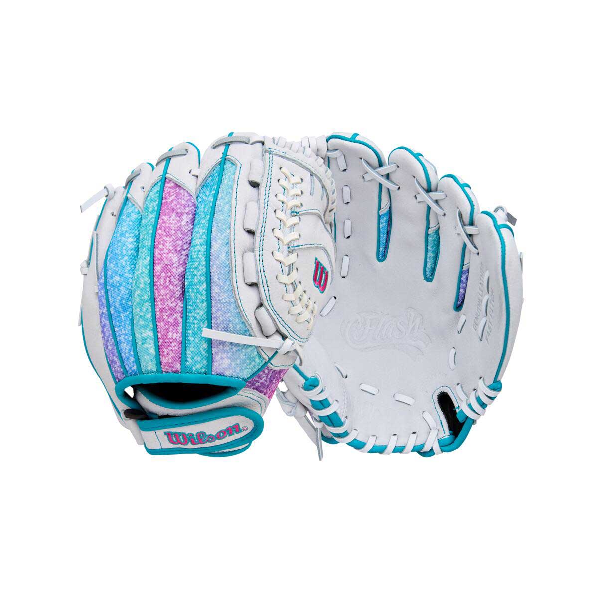 Wilson Flash Closed Web White/Purple/Teal 11"-RHT - Image 4